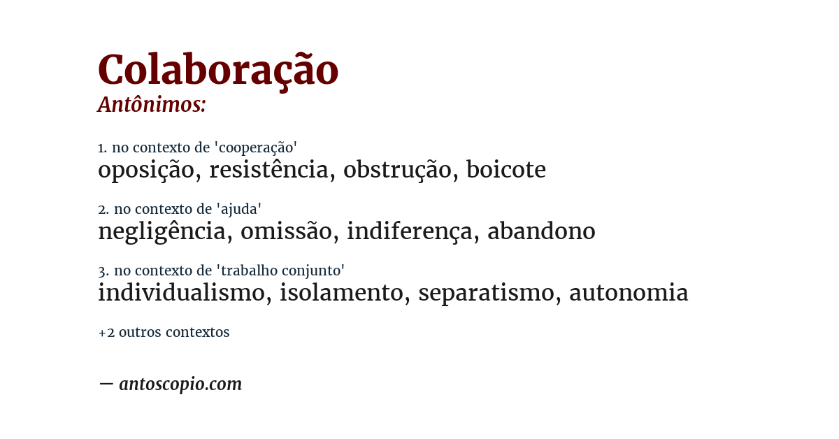 Antônimo de colaboração