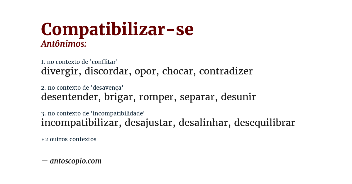 Antônimo de compatibilizar-se