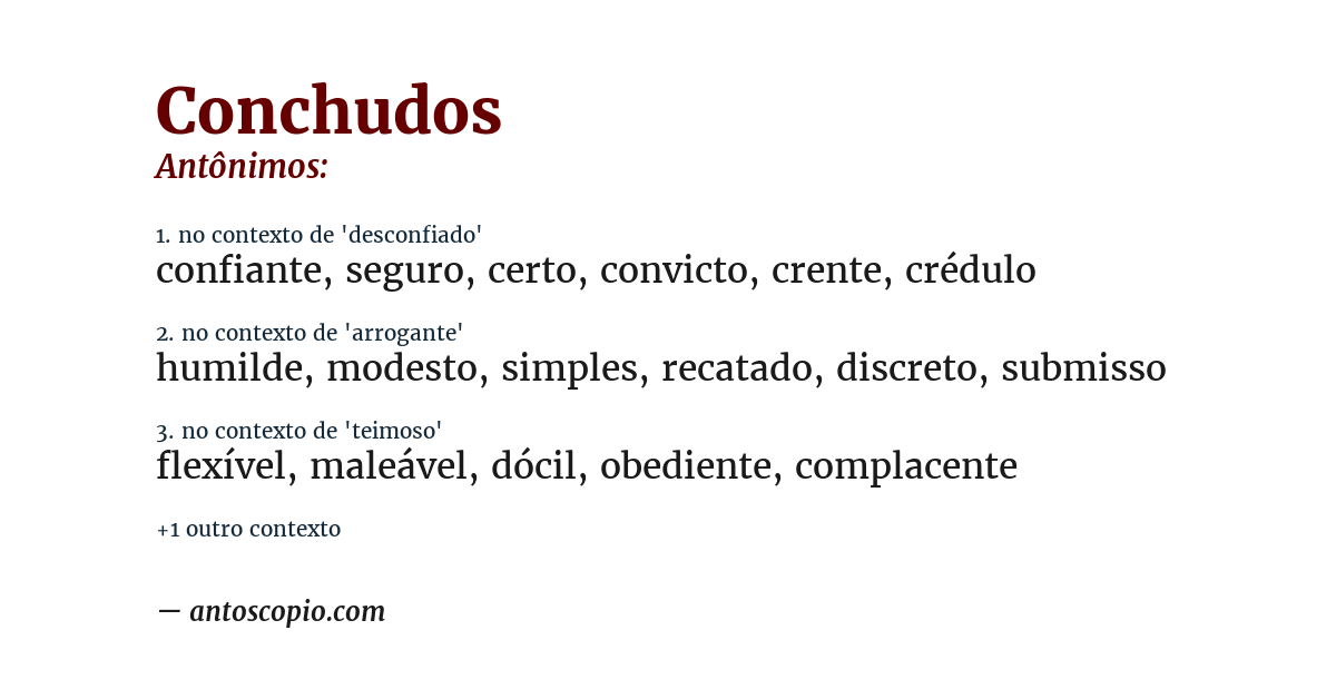 Antônimo de conchudos