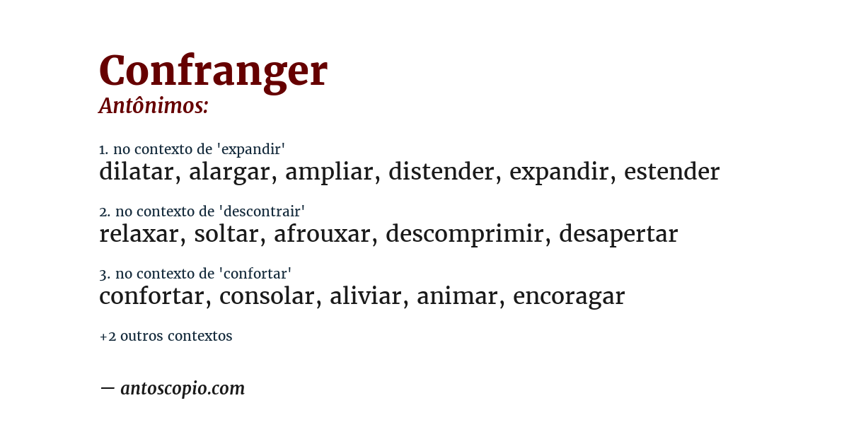 Antônimo de confranger