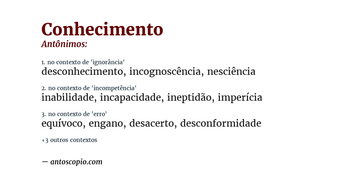 Antônimo de conhecimento