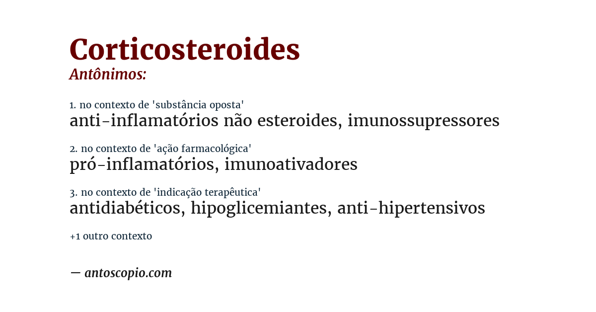 Antônimo de corticosteroides