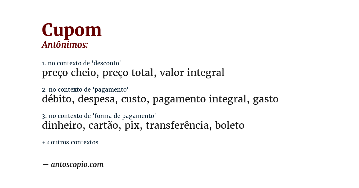Antônimo de cupom