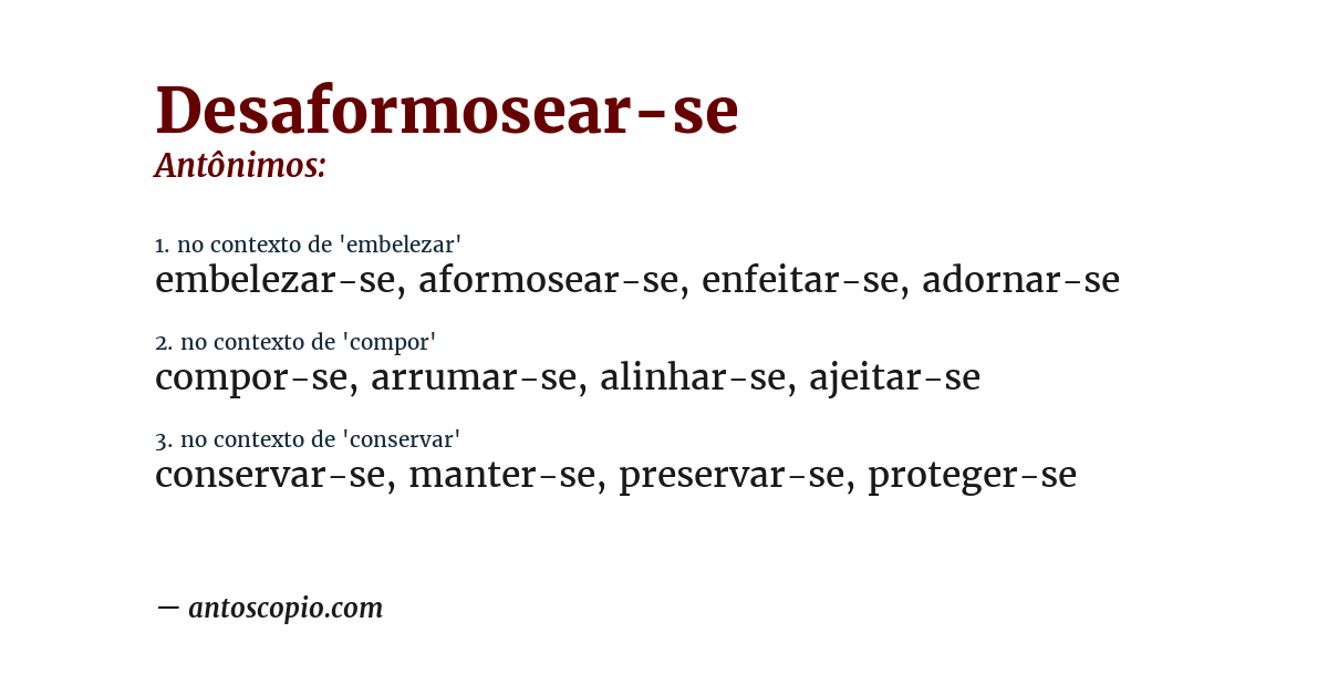 Antônimo de desaformosear-se