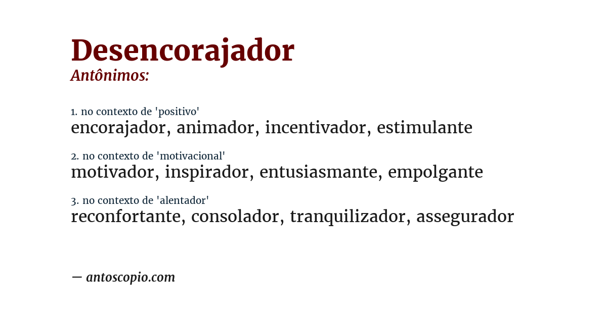 Antônimo de desencorajador