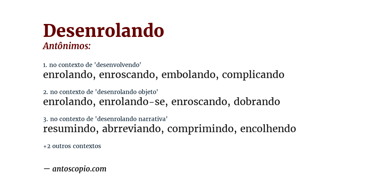 Antônimo de desenrolando