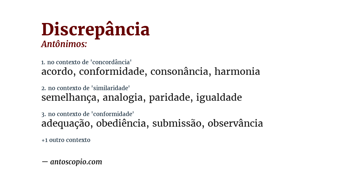 Antônimo de discrepância