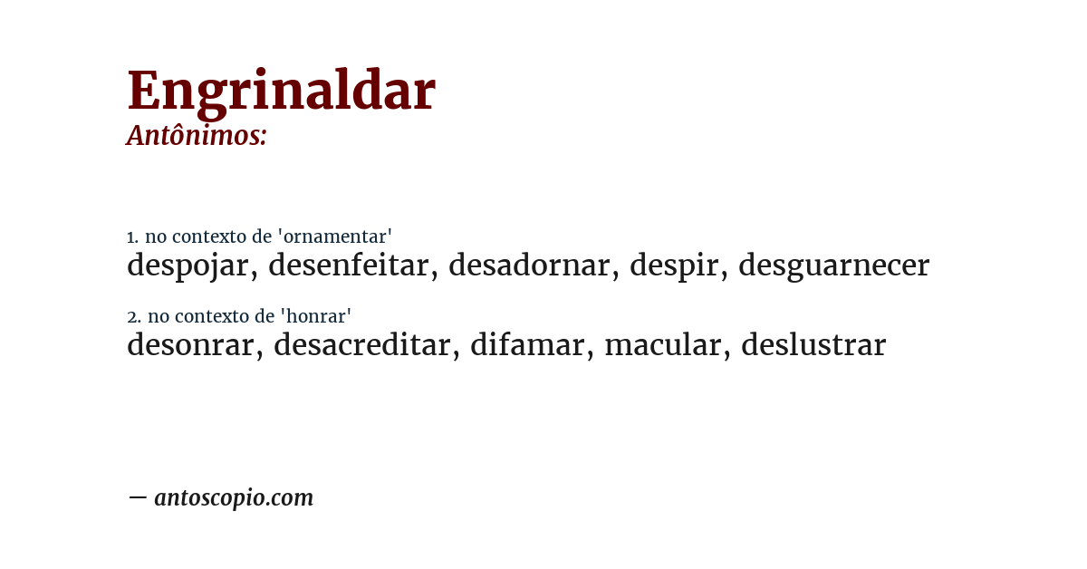 Antônimo de engrinaldar