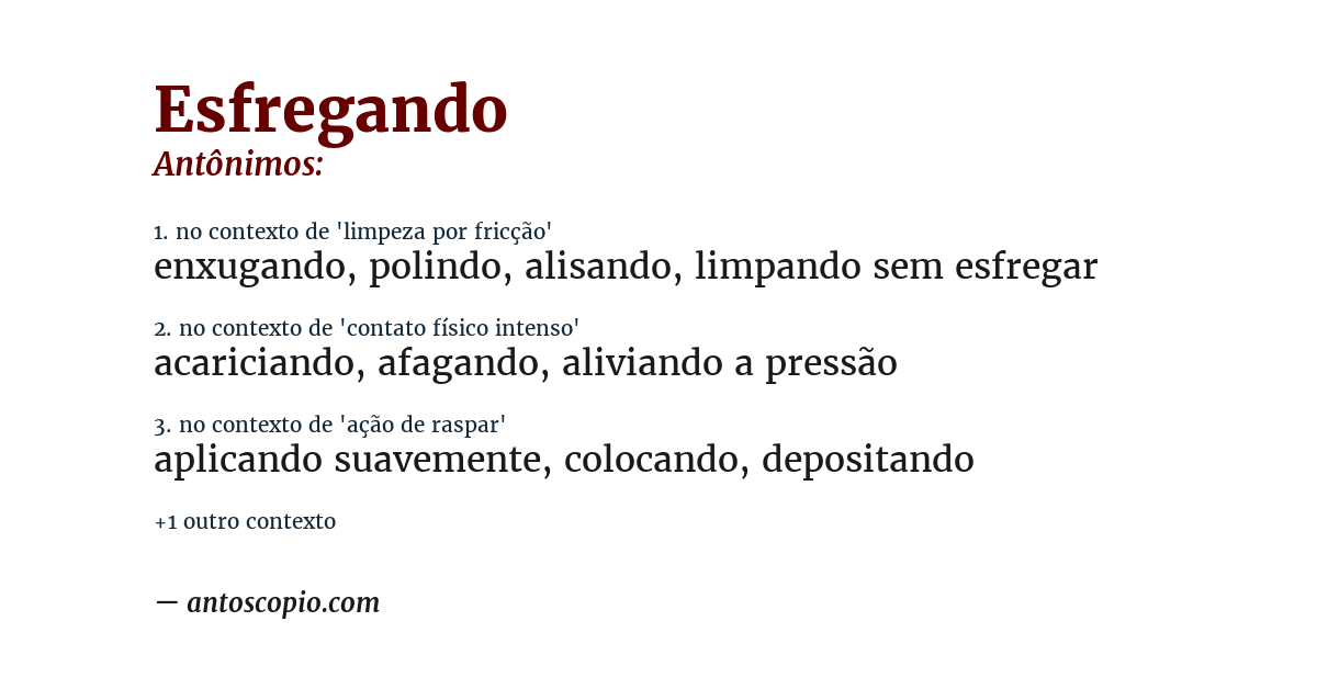 Antônimo de esfregando