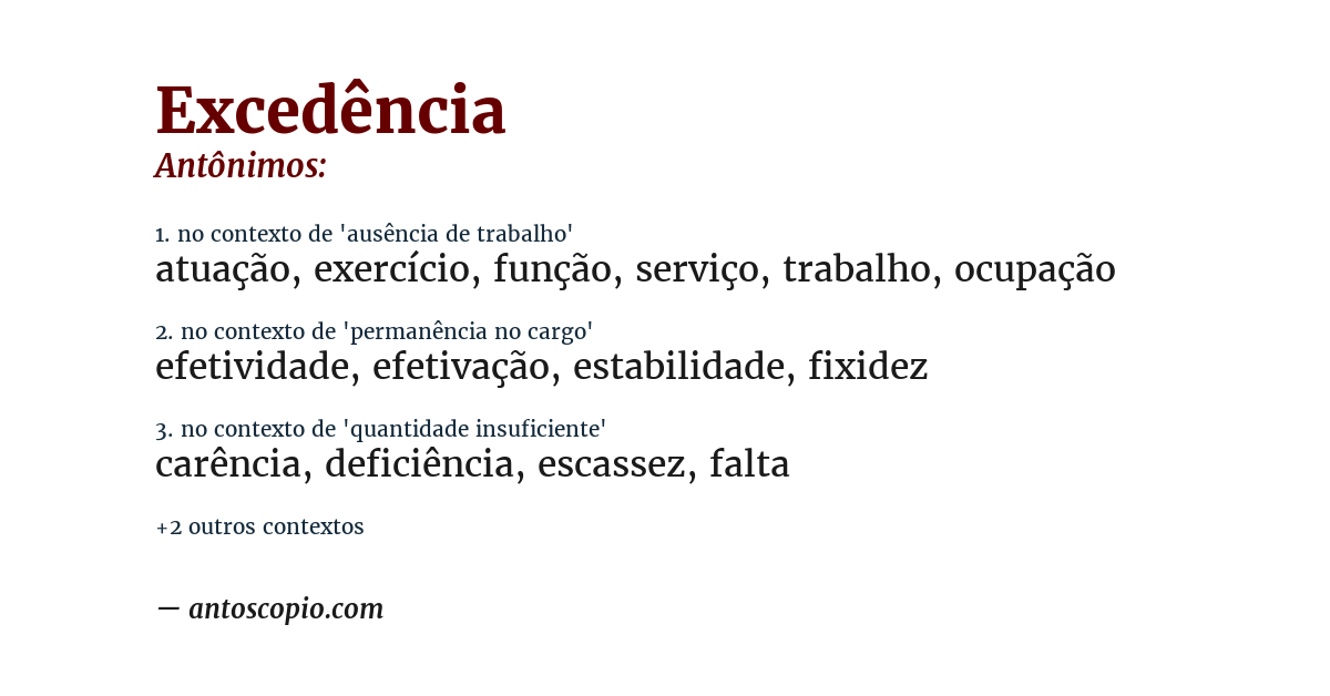 Antônimo de excedência