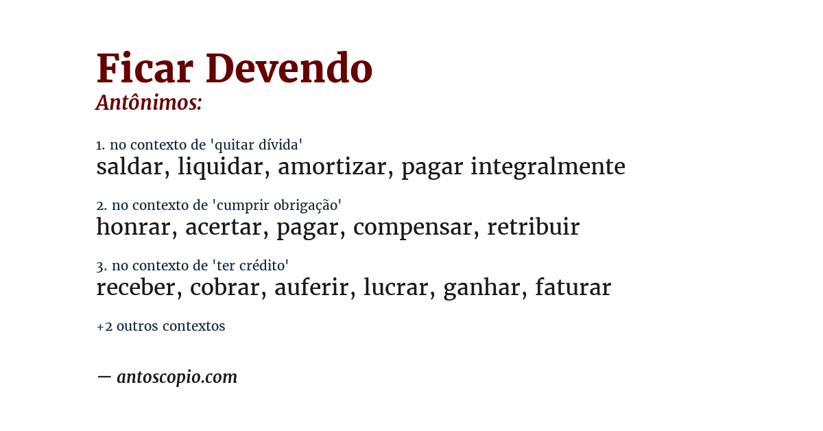 Antônimo de ficar devendo