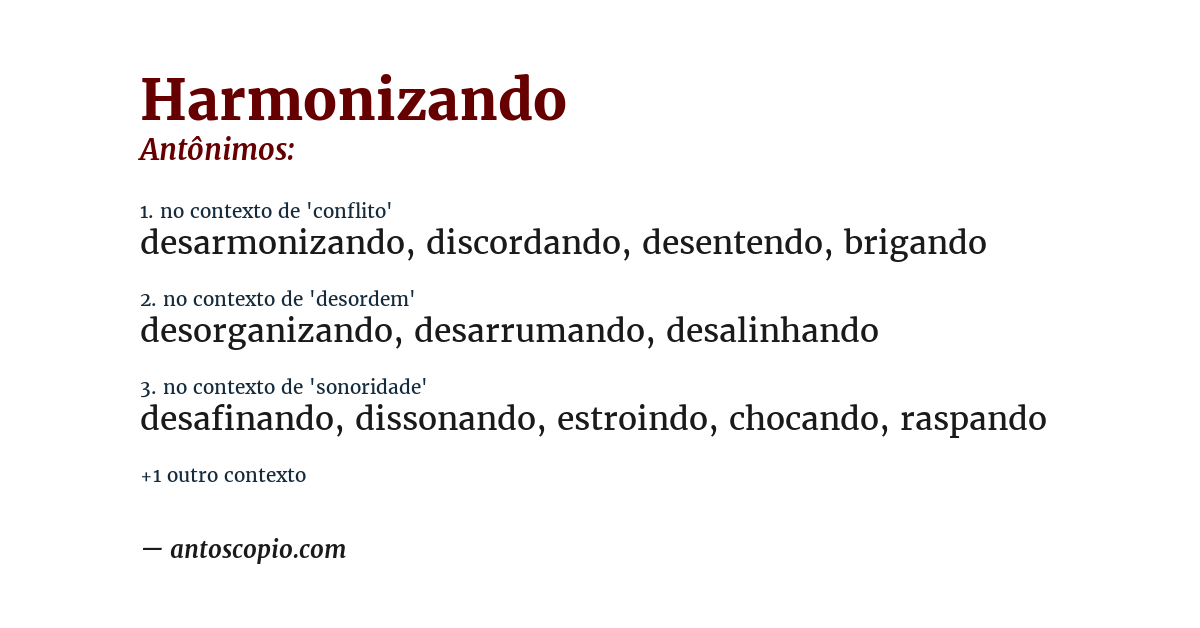 Antônimo de harmonizando