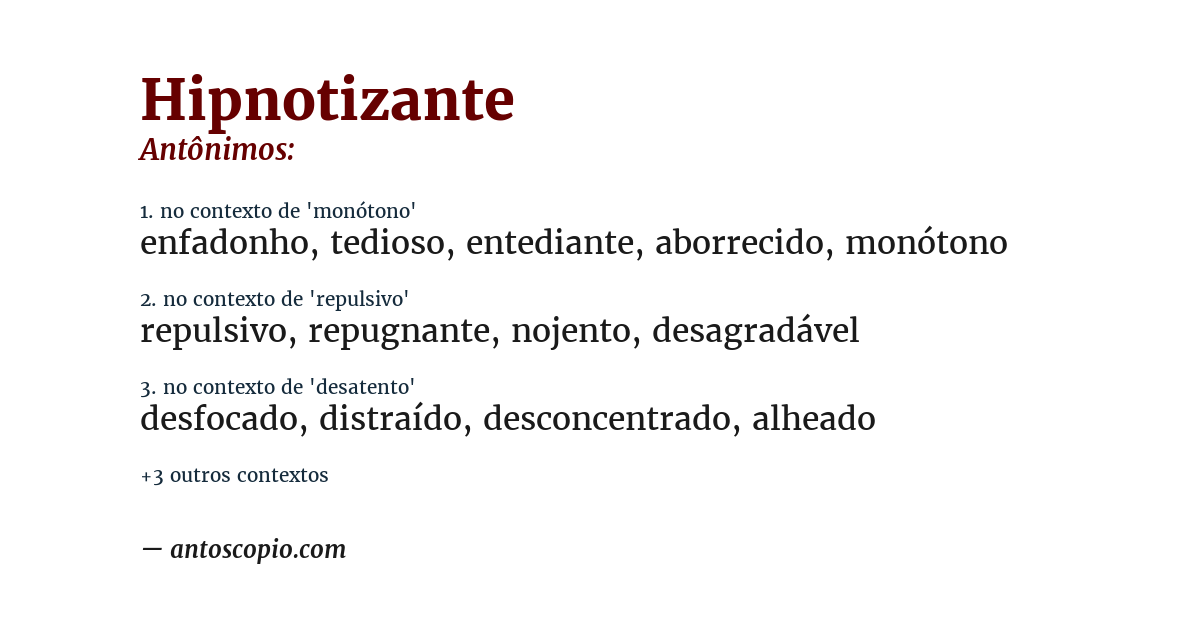 Antônimo de hipnotizante