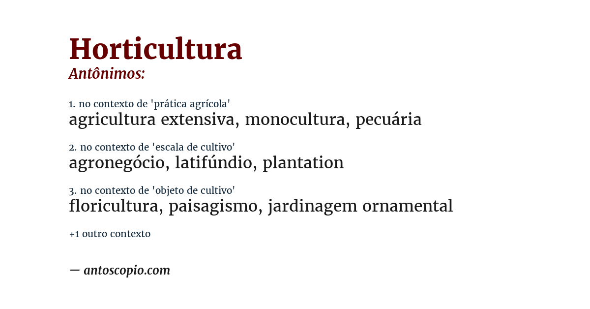 Antônimo de horticultura