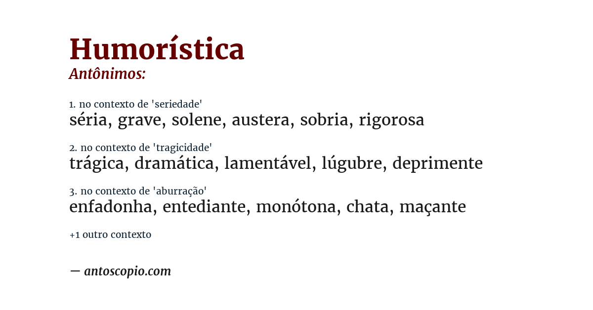 Antônimo de humorística