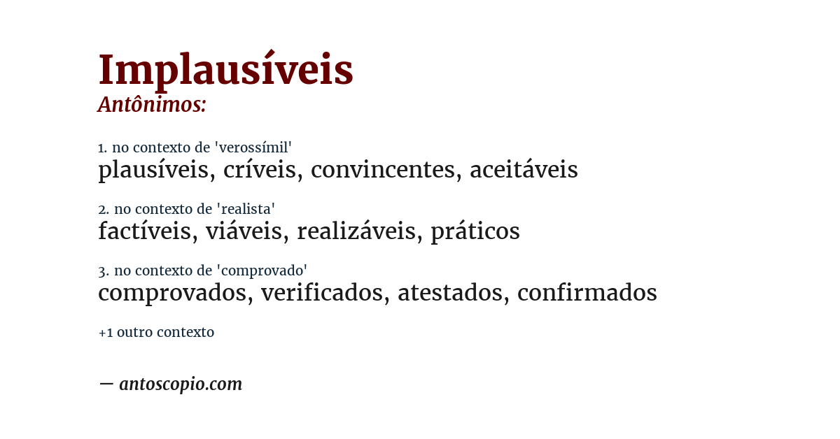 Antônimo de implausíveis