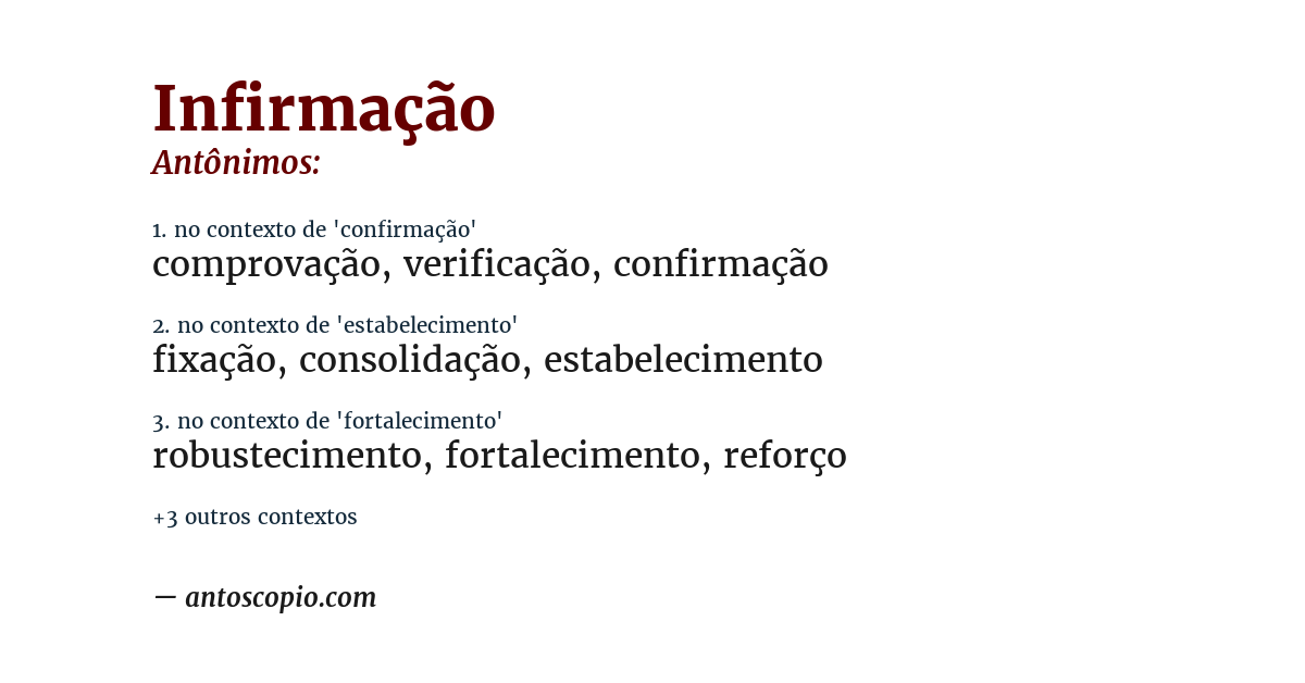 Antônimo de infirmação