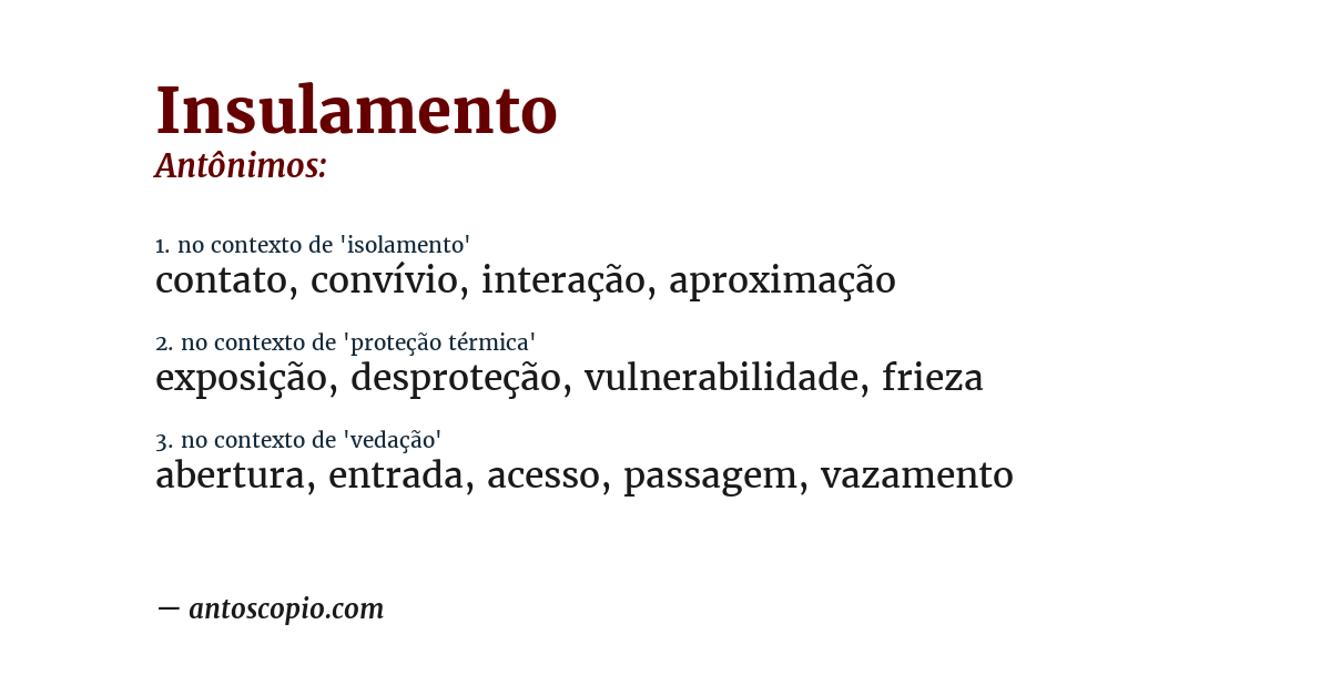 Antônimo de insulamento