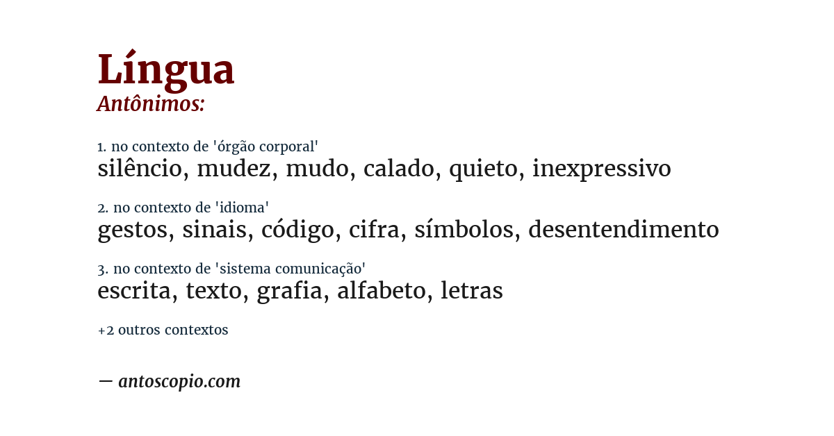 Antônimo de língua