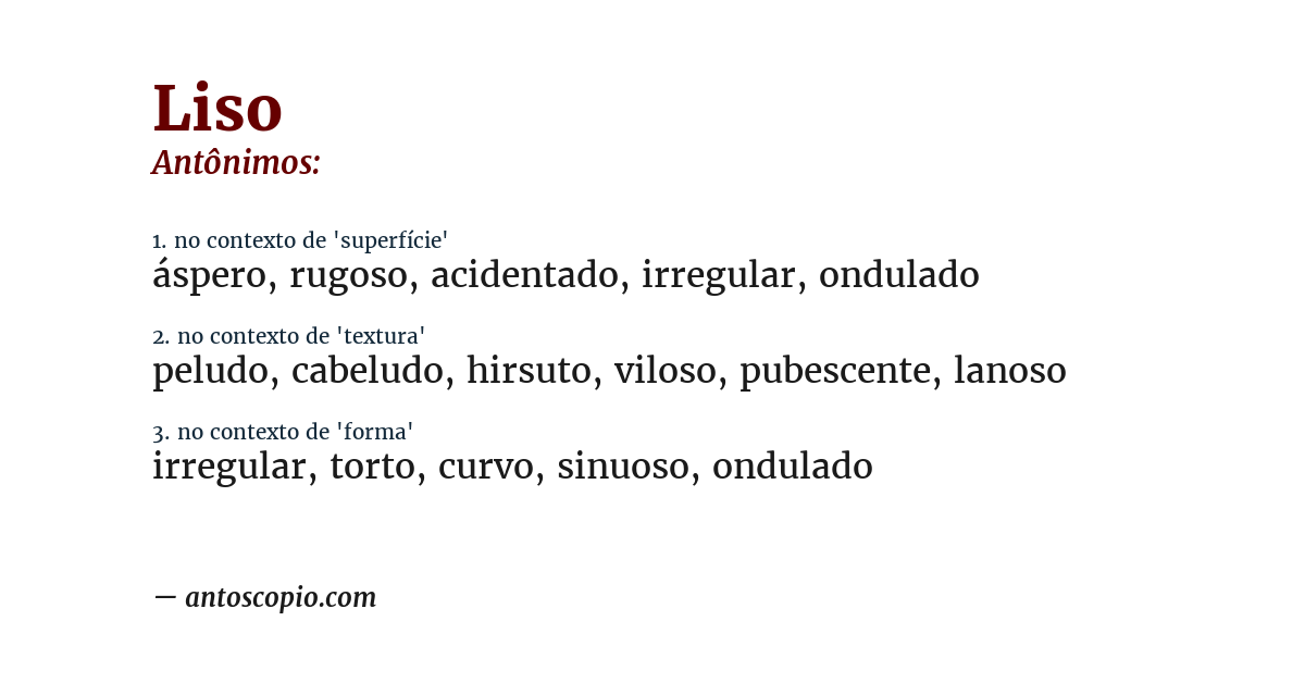 Antônimo de liso