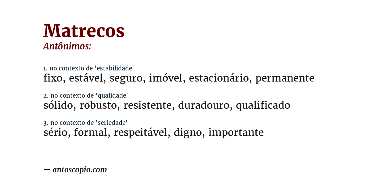 Antônimo de matrecos