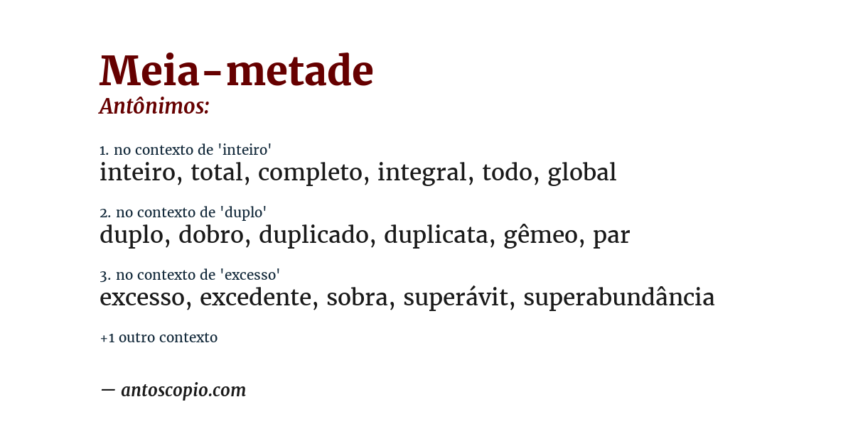 Antônimo de meia-metade