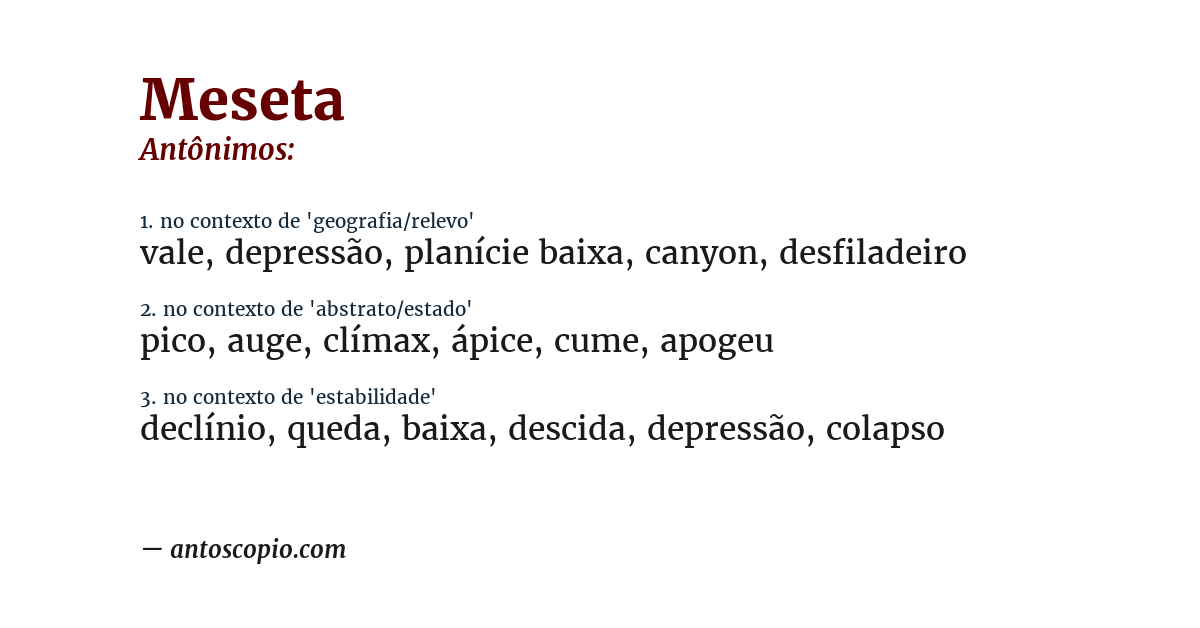 Antônimo de meseta