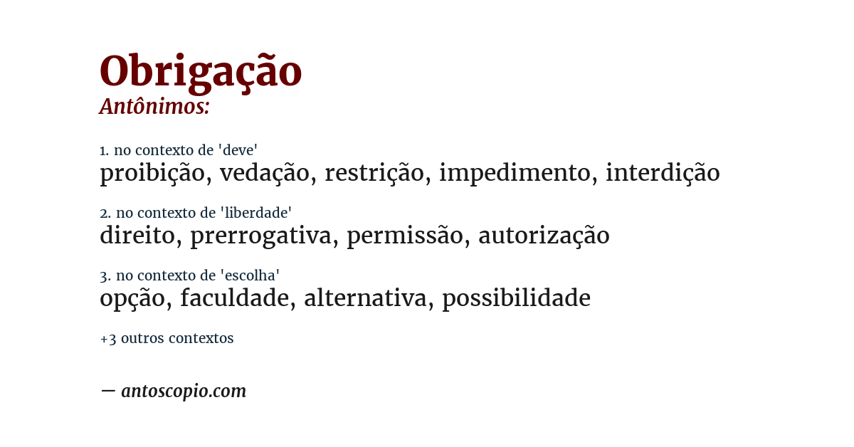 Antônimo de obrigação