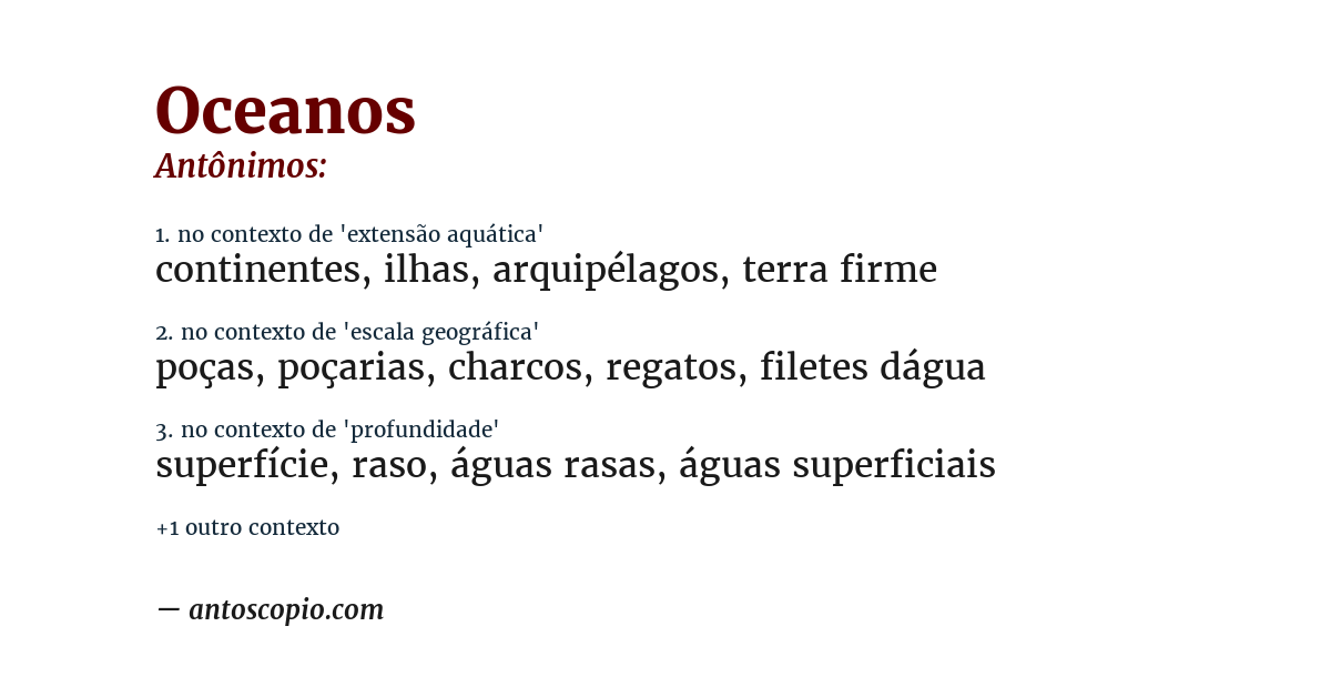 Antônimo de oceanos