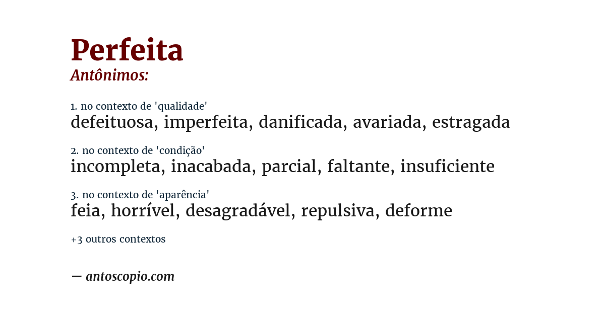 Antônimo de perfeita
