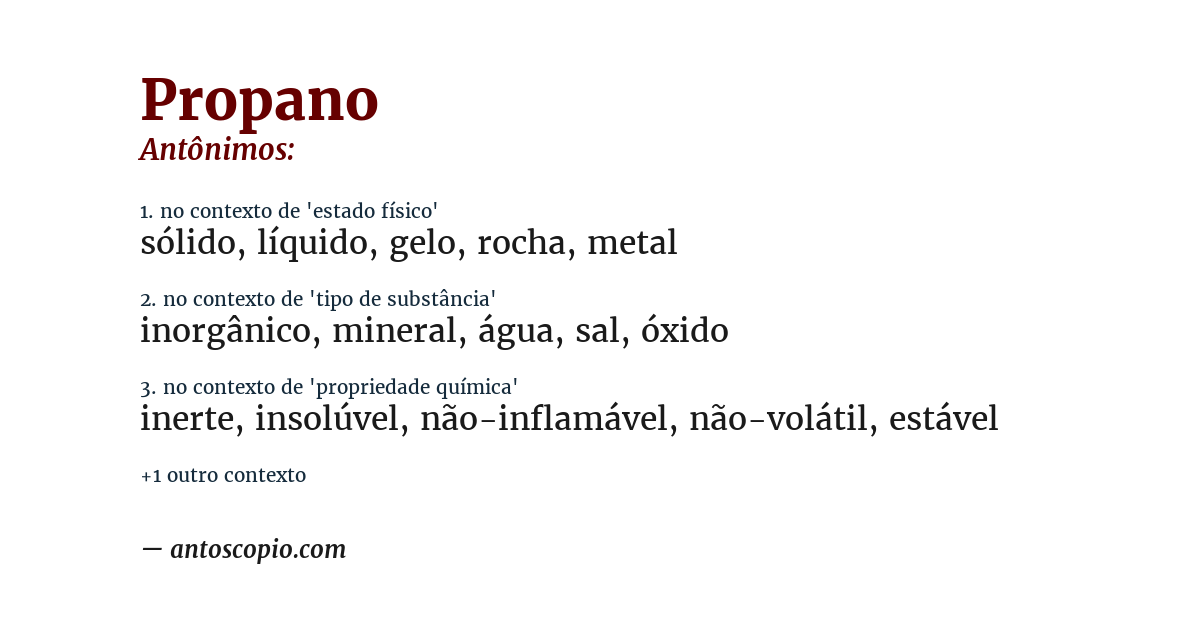 Antônimo de propano