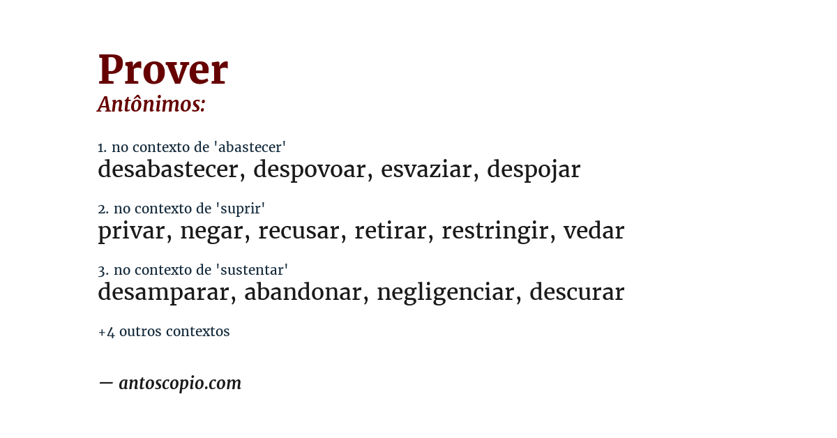 Antônimo de prover