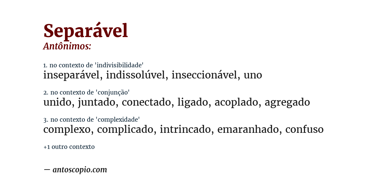 Antônimo de separável