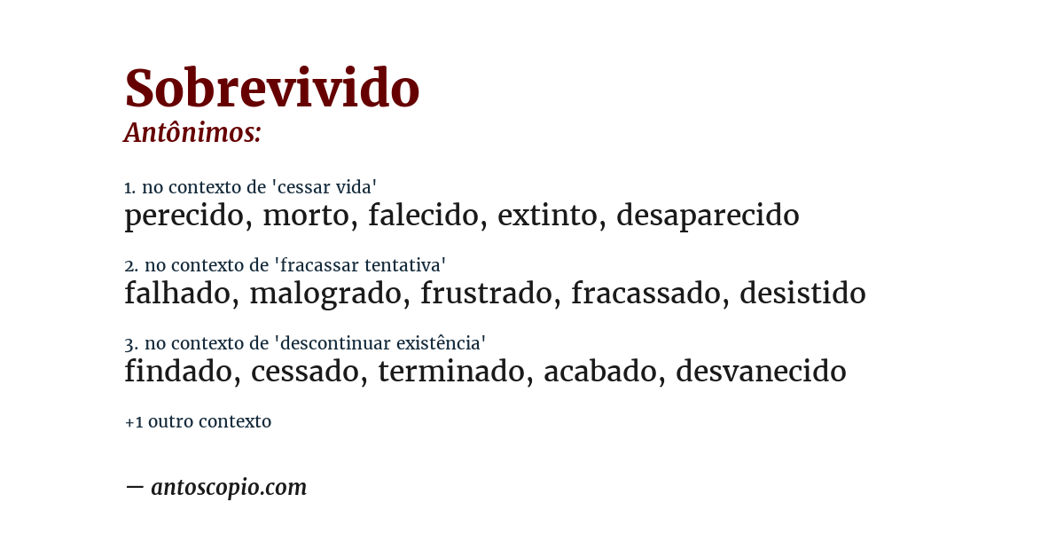 Antônimo de sobrevivido