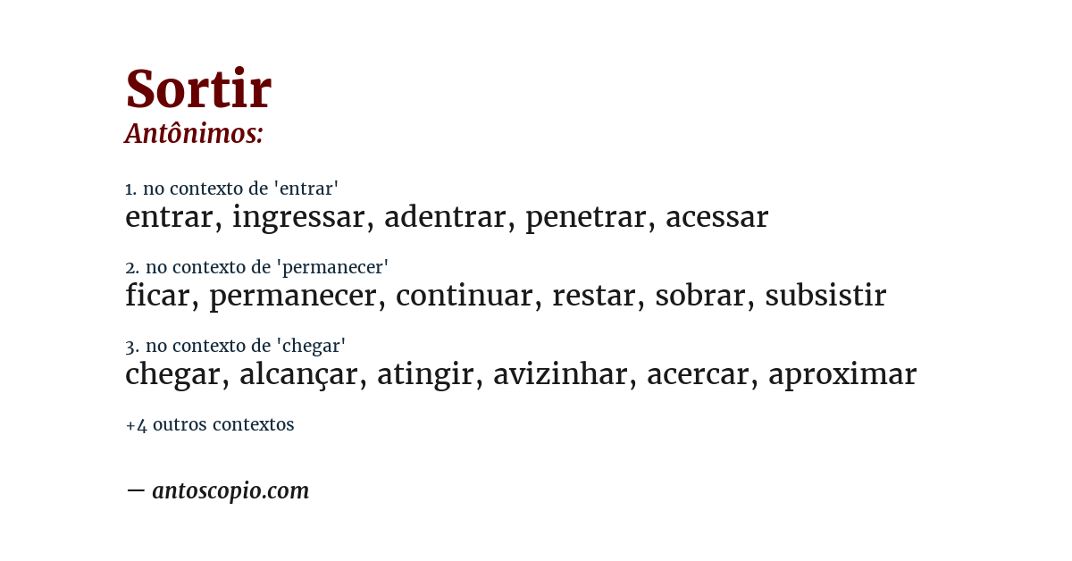 Antônimo de sortir