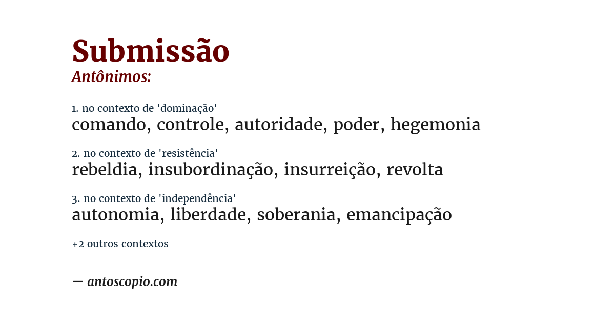 Antônimo de submissão