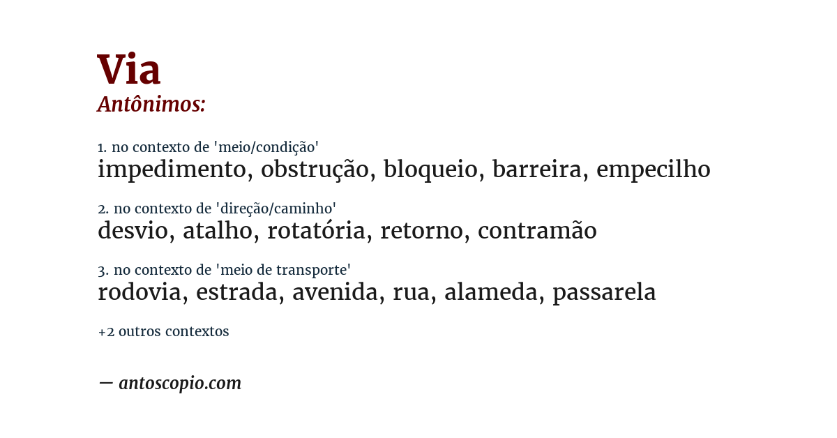 Antônimo de via