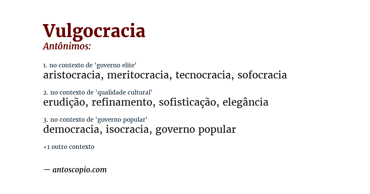 Antônimo de vulgocracia