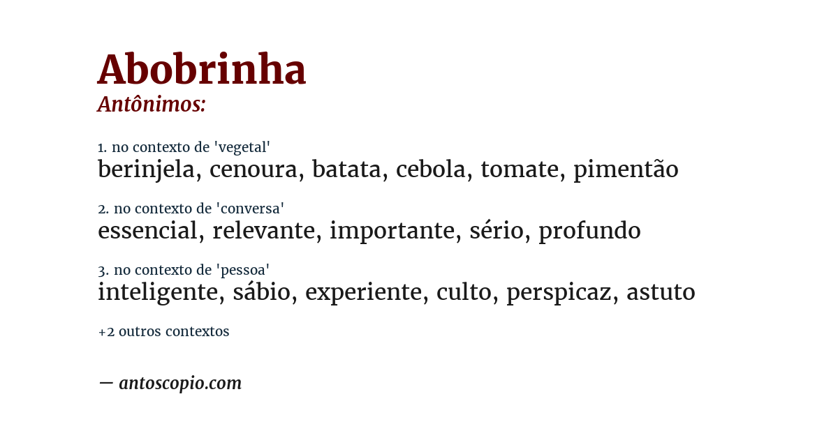 Antônimo de abobrinha