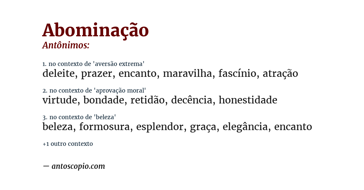 Antônimo de abominação