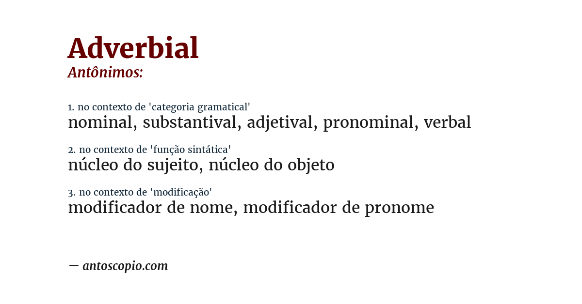 Antônimo de adverbial