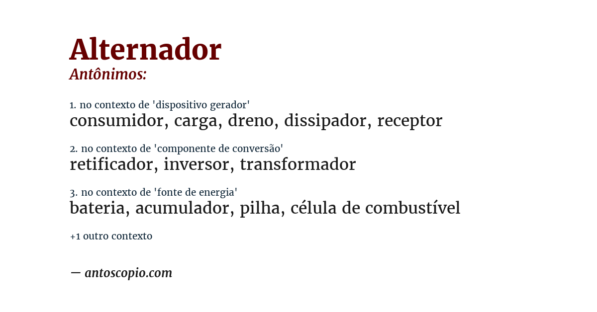 Antônimo de alternador