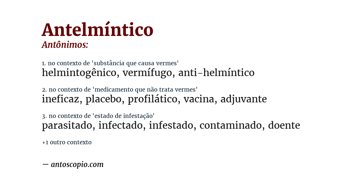 Antônimo de antelmíntico