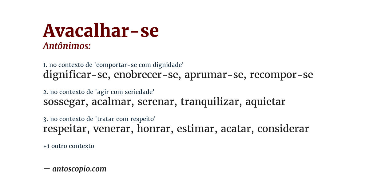 Antônimo de avacalhar-se