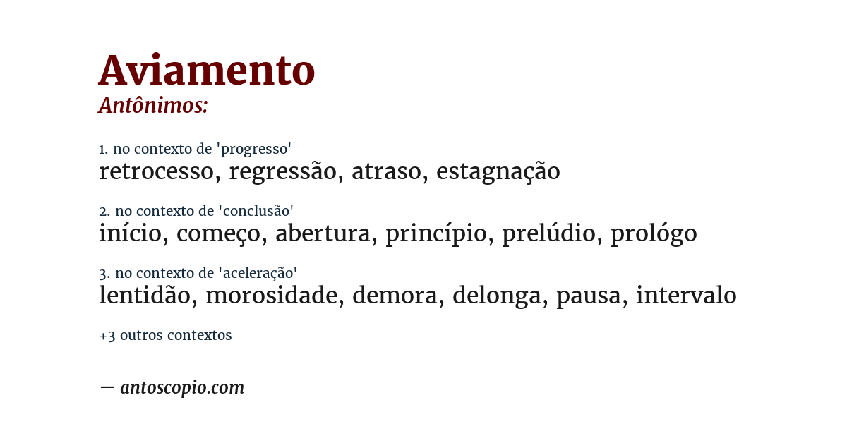 Antônimo de aviamento