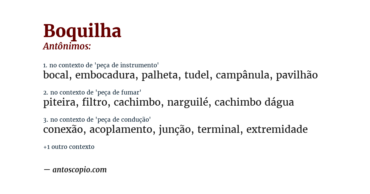 Antônimo de boquilha