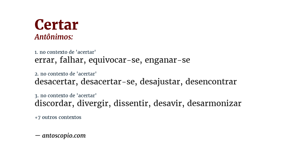 Antônimo de certar