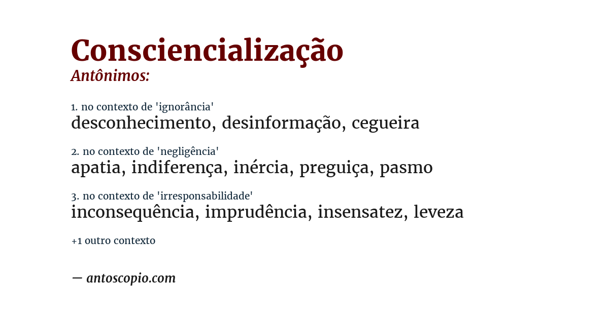 Antônimo de consciencialização