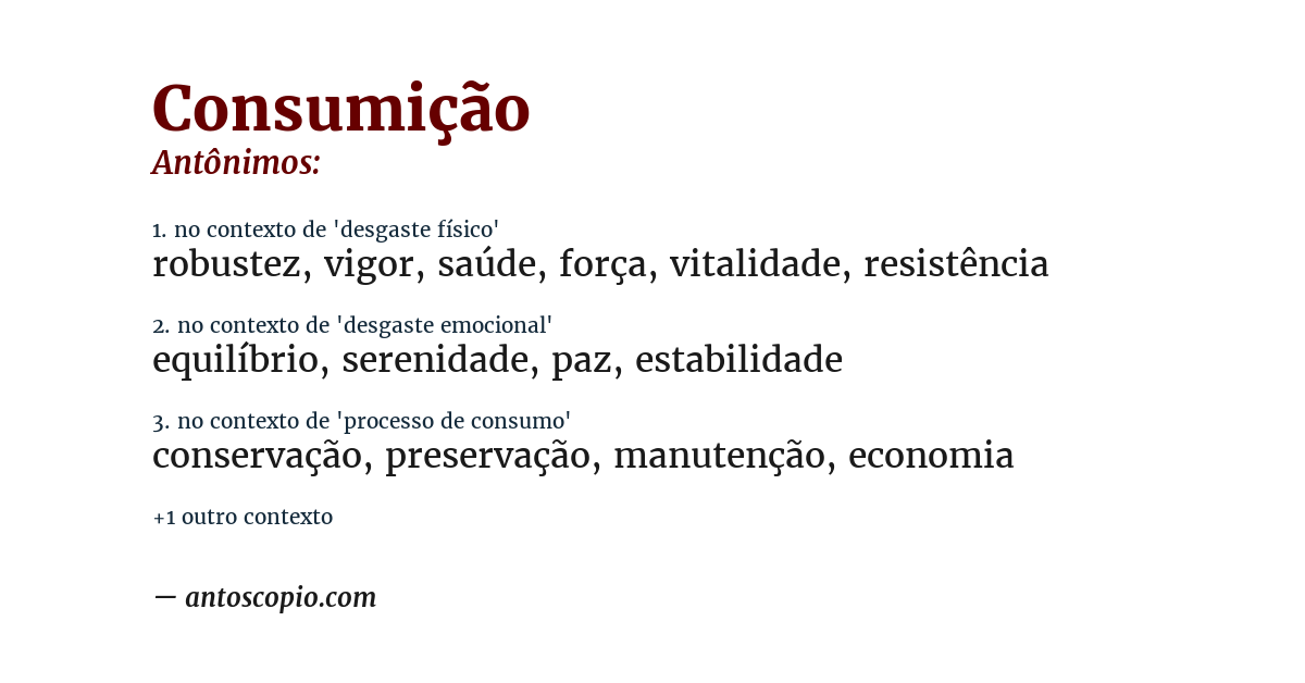 Antônimo de consumição