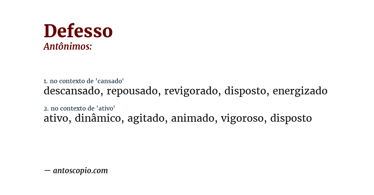 Antônimo de defesso